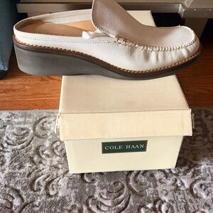 Cole Haan Cream Leather Slip-On Shoes